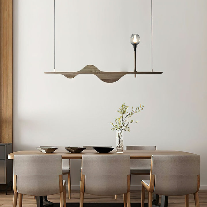 Cushais lampada a sospensione legno con Forma Ondata