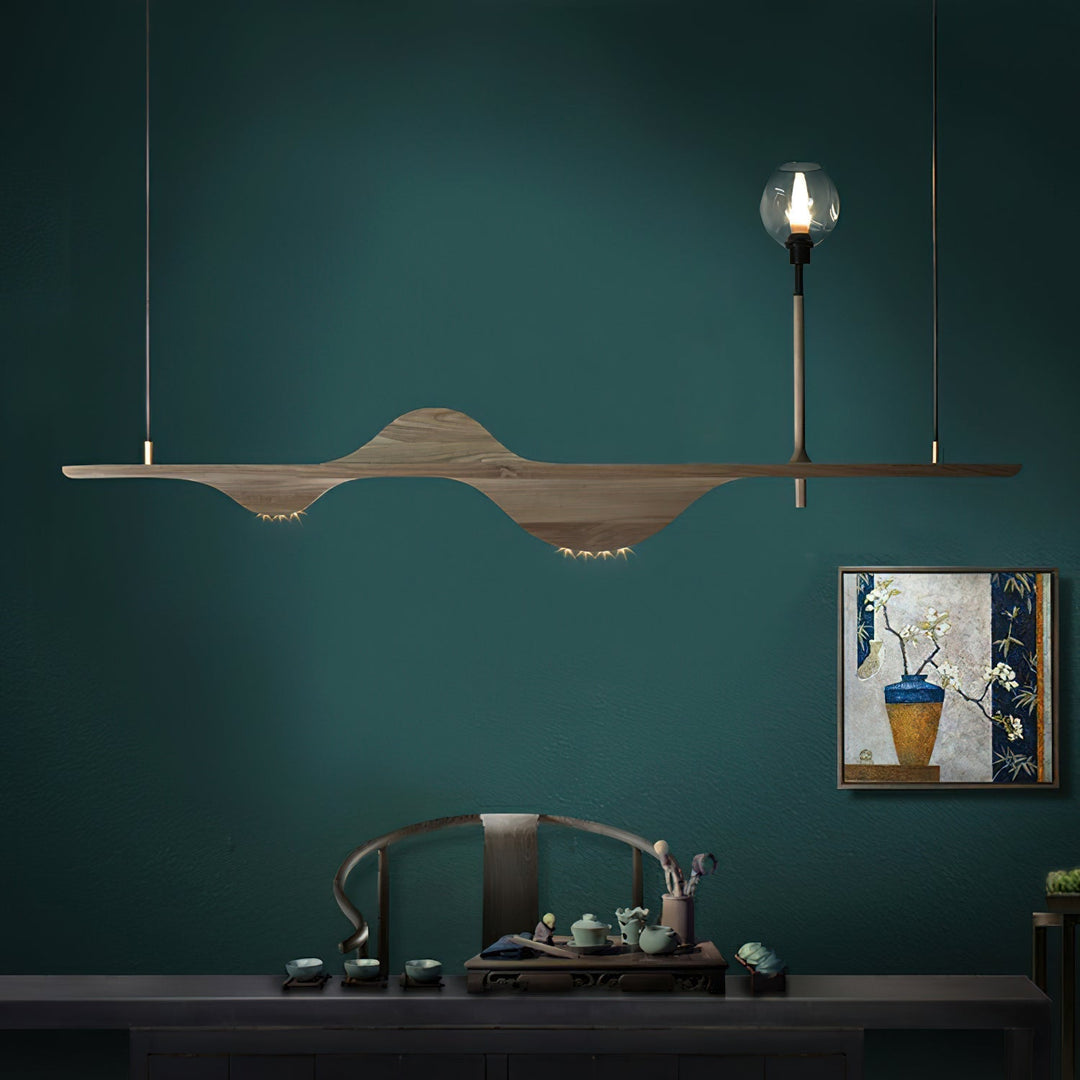 Cushais lampada a sospensione legno con Forma Ondata