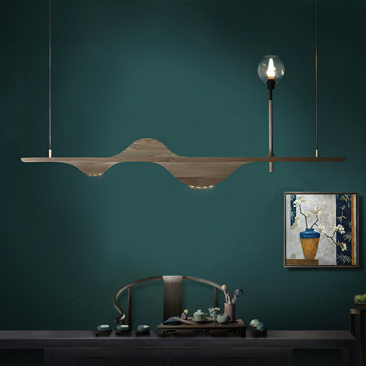 Cushais lampada a sospensione legno con Forma Ondata