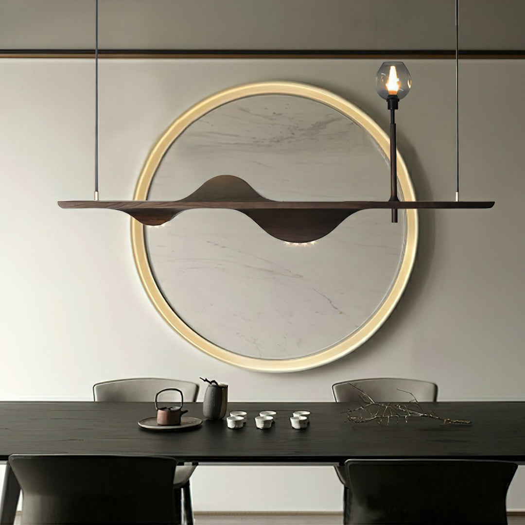 Cushais lampada a sospensione legno con Forma Ondata