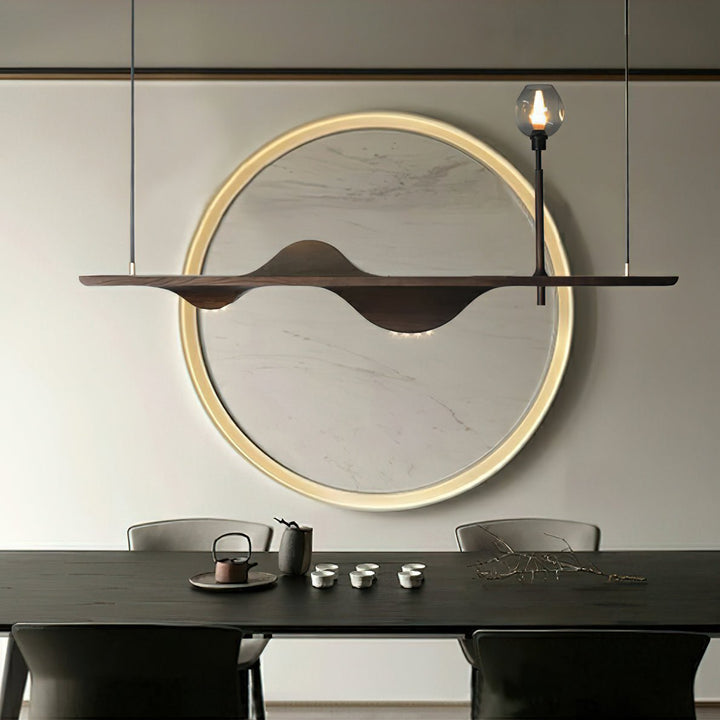 Cushais lampada a sospensione legno con Forma Ondata