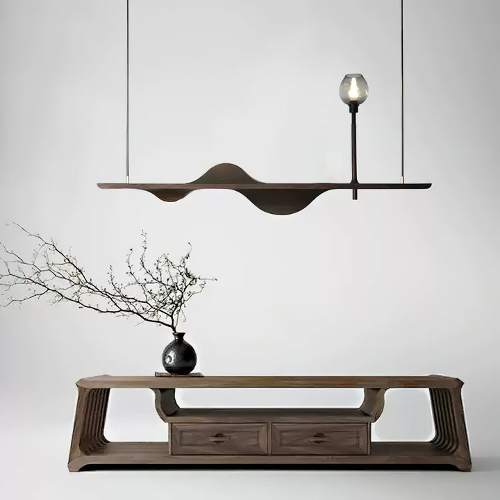 Cushais lampada a sospensione legno con Forma Ondata