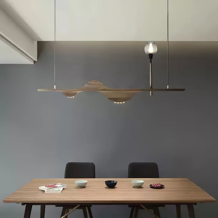 Cushais lampada a sospensione legno con Forma Ondata