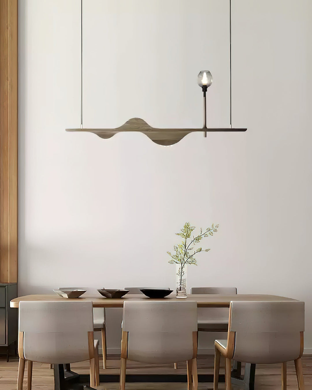 Cushais lampada a sospensione legno con Forma Ondata