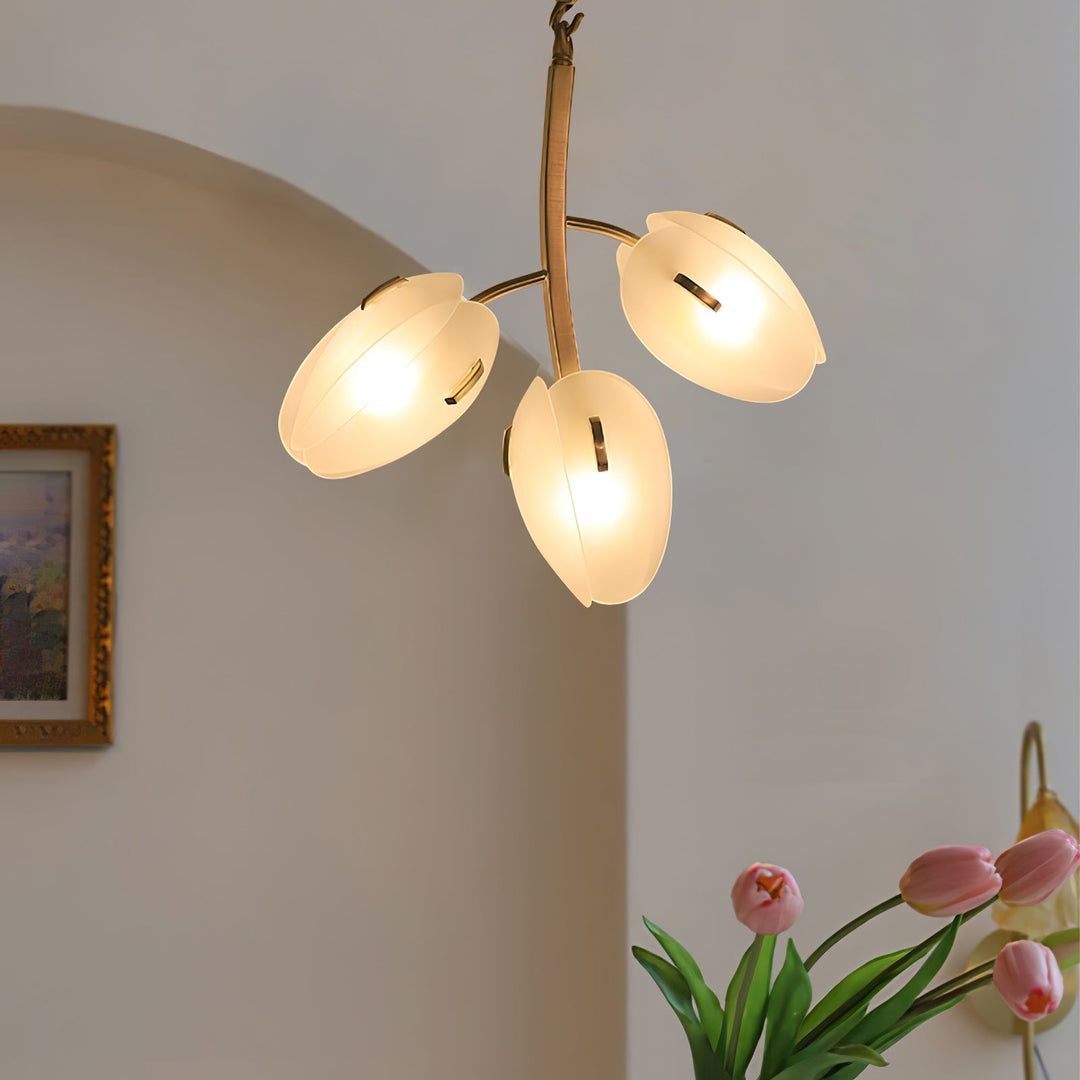 Blossom lampadario contemporaneo in vetro floreale