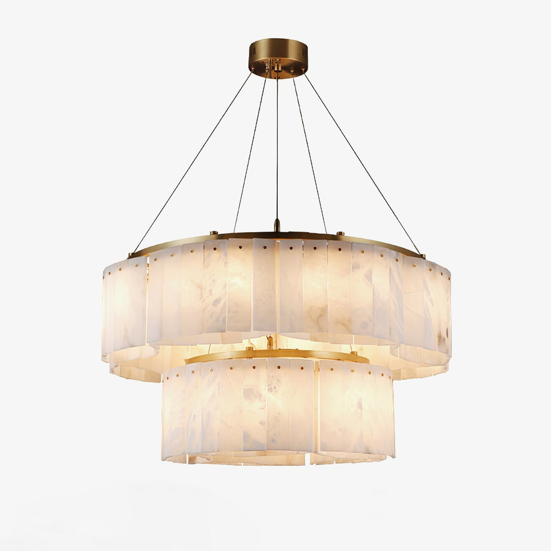 Ilveliel Double Tier Alabaster Pendant Light Chandelier - Neutralighting
