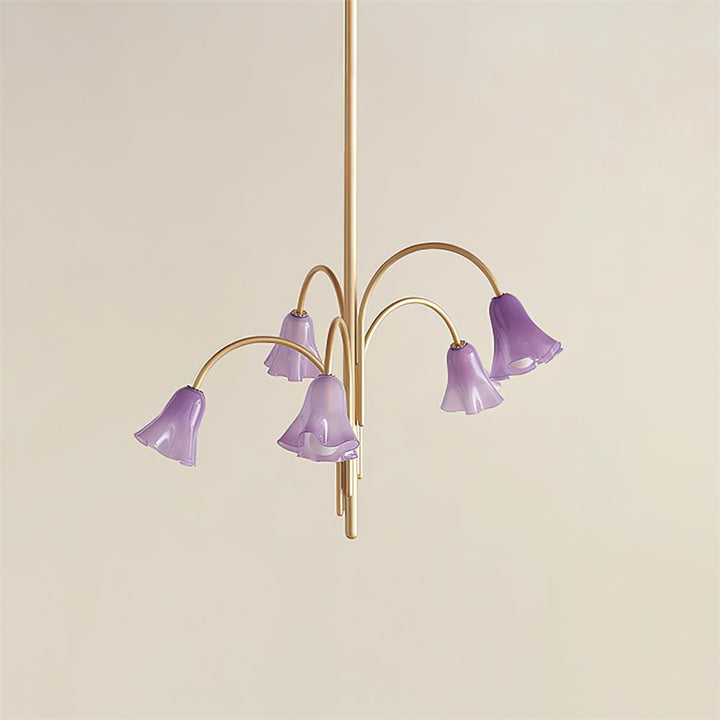 Celerian lampadario Teste a Forma di fiore in vetro Bracci Dorati