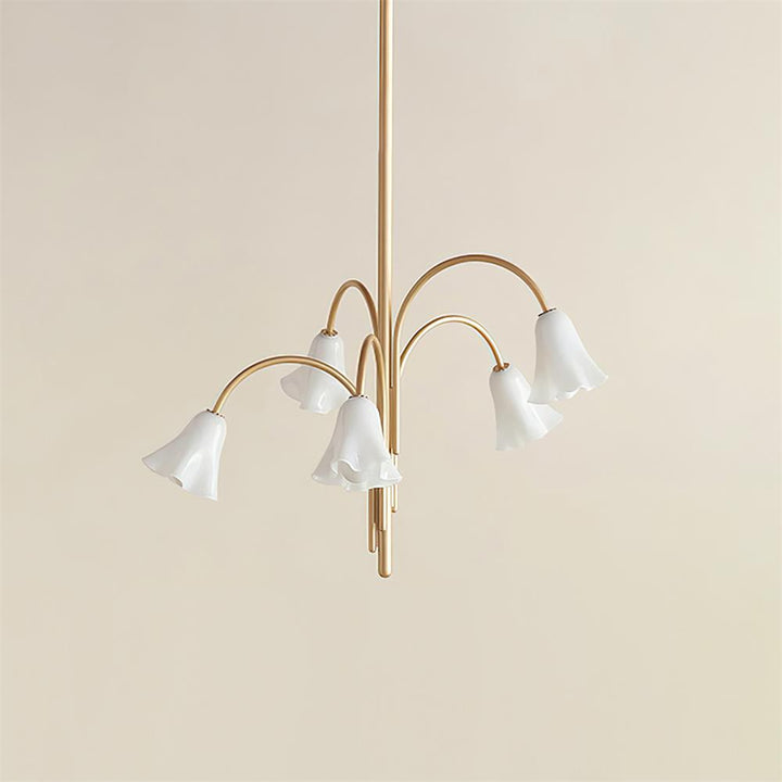 Celerian lampadario Teste a Forma di fiore in vetro Bracci Dorati