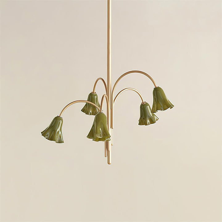 Celerian lampadario Teste a Forma di fiore in vetro Bracci Dorati