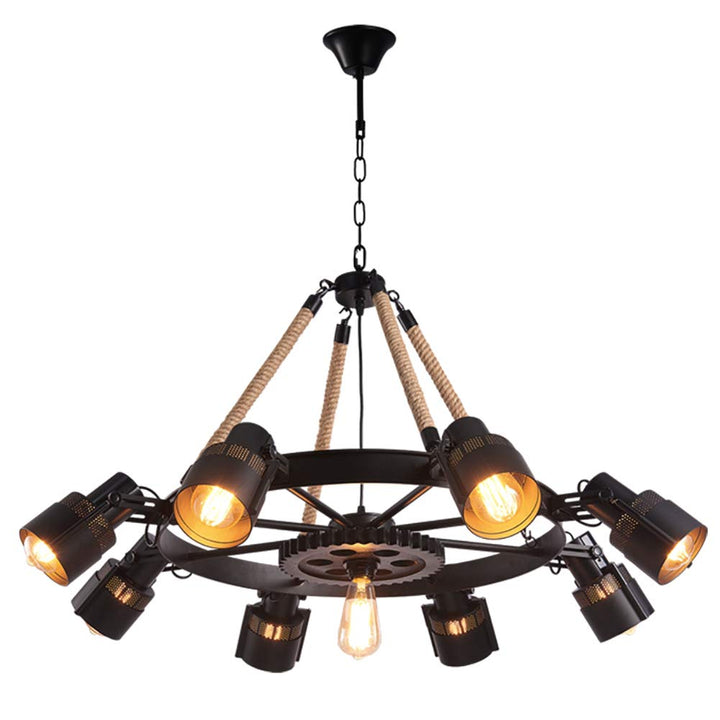 Epoch Industriale Metallo/Rattan LED Sospensione Nero Soggiorno/Bar/Ristorante
