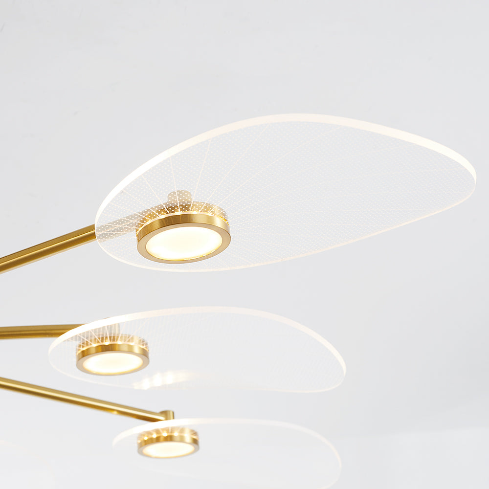 Arisha Arte Deco Foglia LED Lampade a Sospensione Metallo Acrilico Oro Camera da Letto
