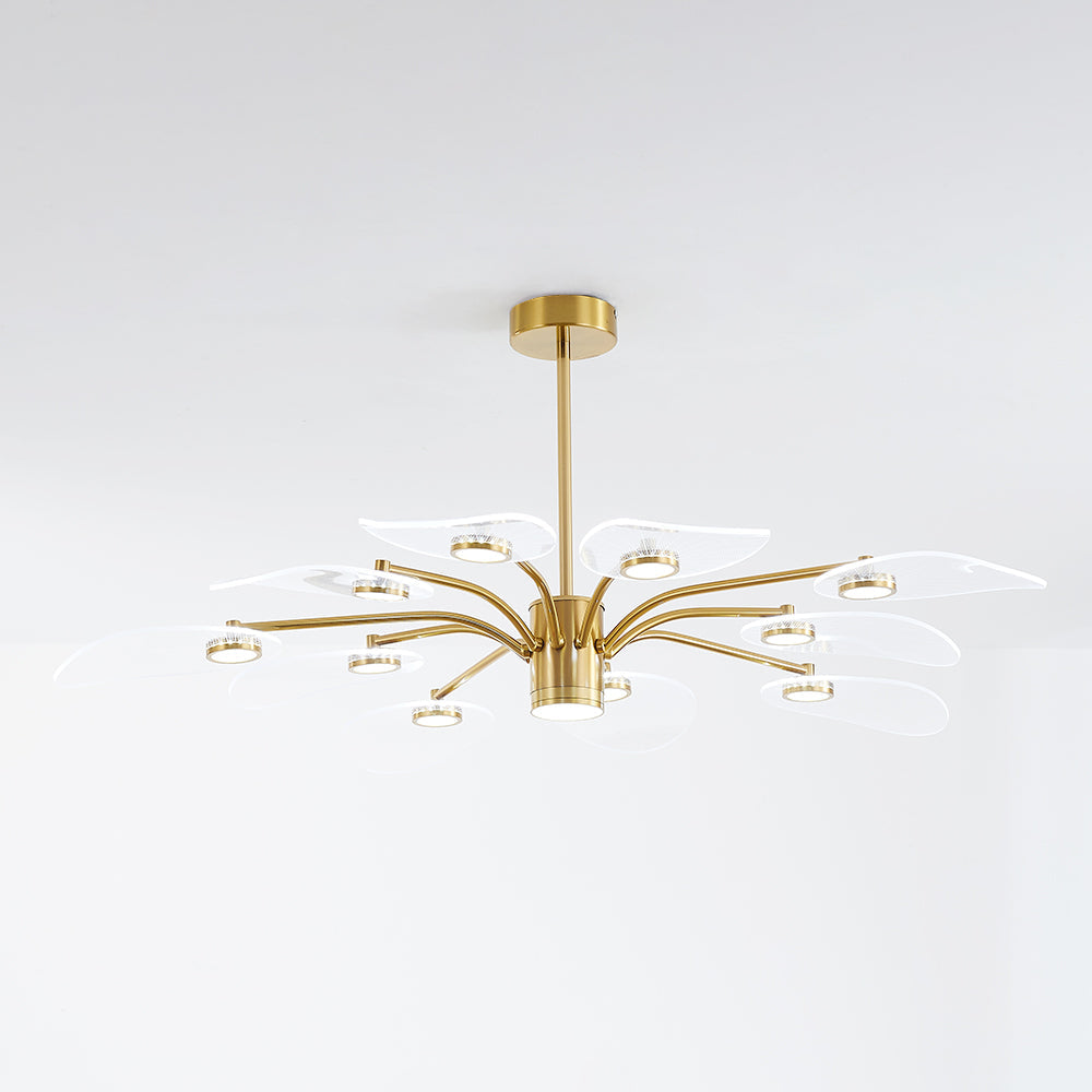 Arisha Arte Deco Foglia LED Lampade a Sospensione Metallo Acrilico Oro Camera da Letto