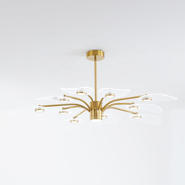 Arisha Arte Deco Foglia LED Lampade a Sospensione Metallo Acrilico Oro Camera da Letto