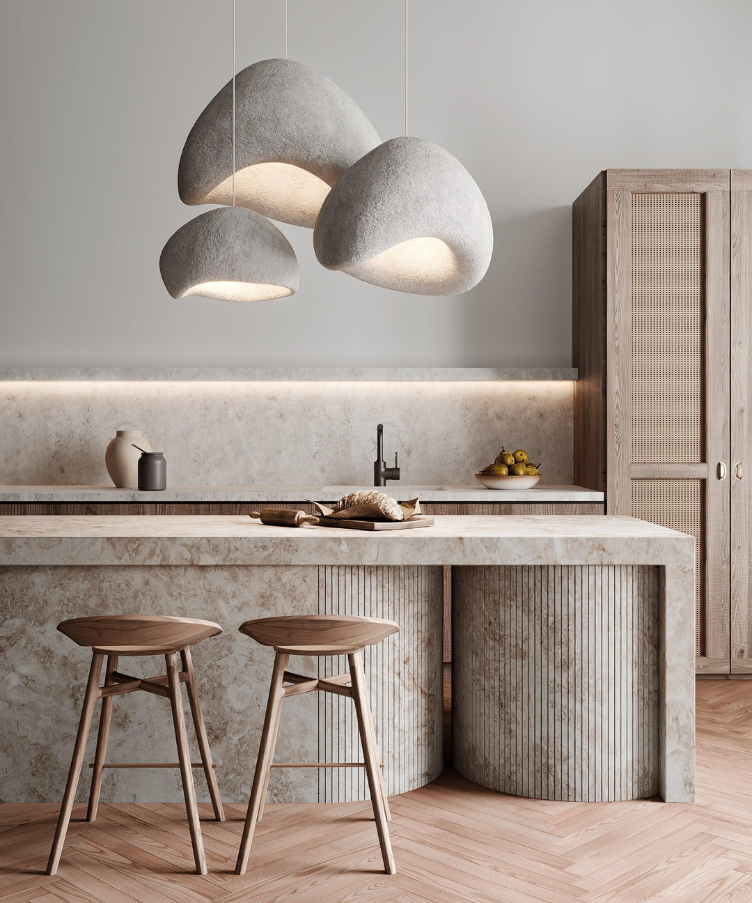 Lampadario Wabi-Sabi grappolo di Ciottoli Forma organica minimalista Artistico