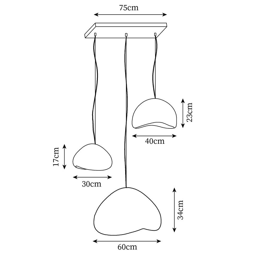 Lampadario Wabi-Sabi grappolo di Ciottoli Forma organica minimalista Artistico