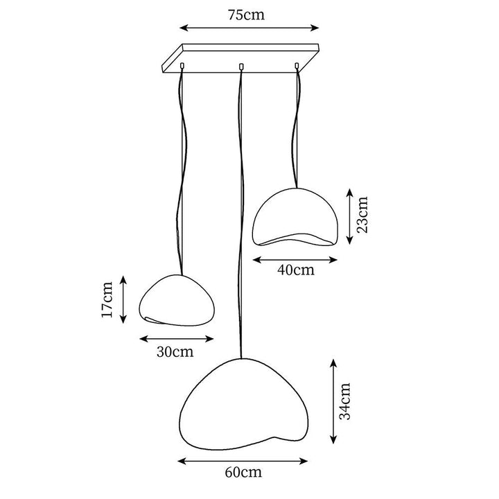 Lampadario Wabi-Sabi grappolo di Ciottoli Forma organica minimalista Artistico