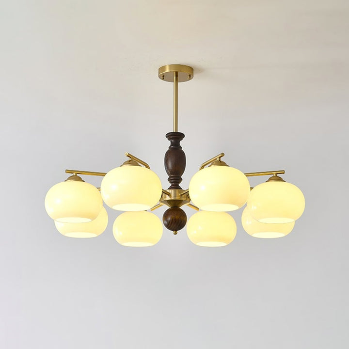 Elverora lampadario in Noce e Beige Orb a globo