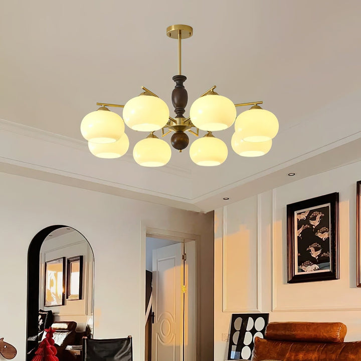 Elverora lampadario in Noce e Beige Orb a globo