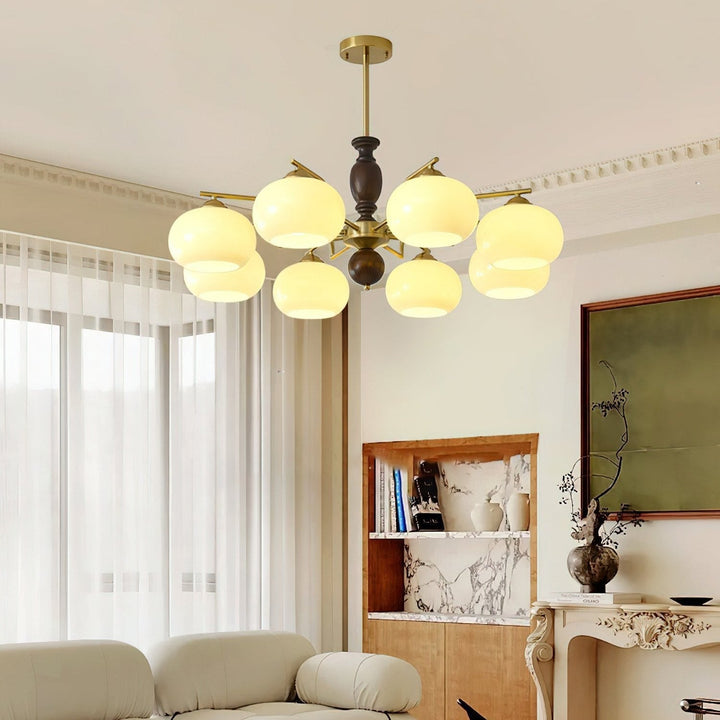 Elverora lampadario in Noce e Beige Orb a globo