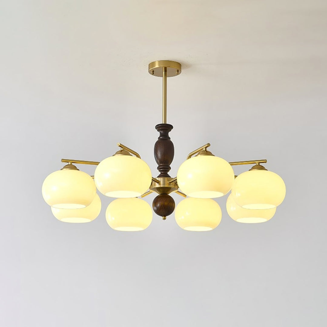 Elverora lampadario in Noce e Beige Orb a globo