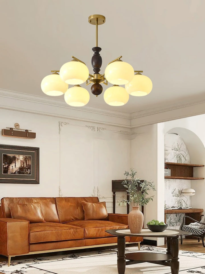 Elverora lampadario in Noce e Beige Orb a globo