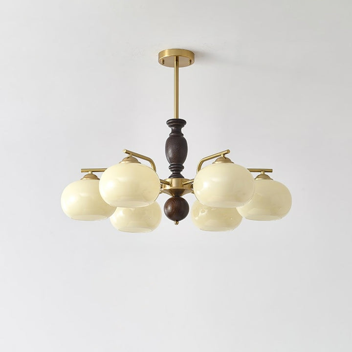 Elverora lampadario in Noce e Beige Orb a globo