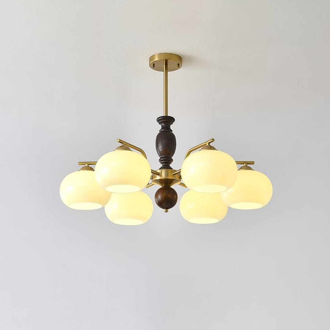 Elverora lampadario in Noce e Beige Orb a globo