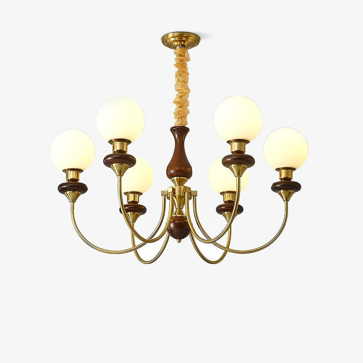 Rinoelle lampadario Retro ottone Noce vetro