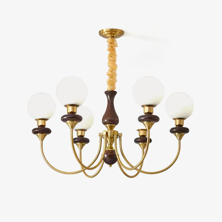 Rinoelle lampadario Retro ottone Noce vetro