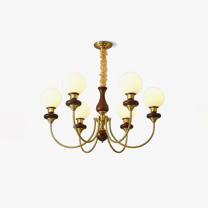 Rinoelle lampadario Retro ottone Noce vetro