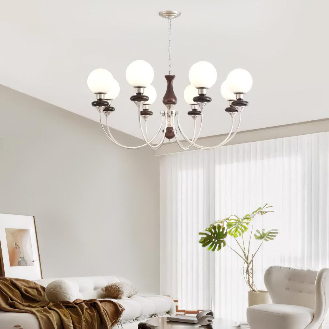 Rinoelle lampadario Retro ottone Noce vetro