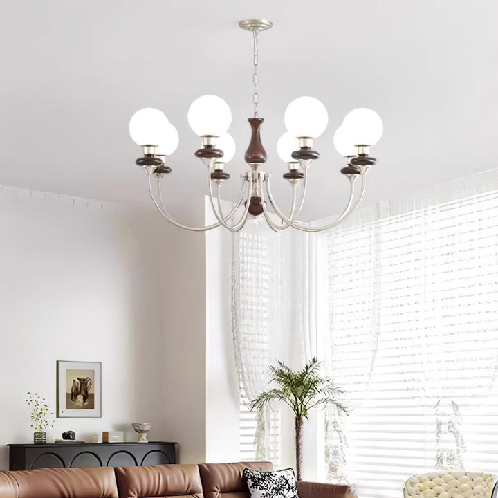 Rinoelle lampadario Retro ottone Noce vetro