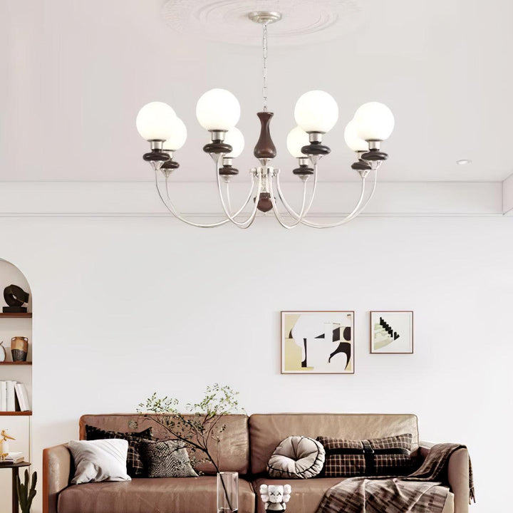 Rinoelle lampadario Retro ottone Noce vetro