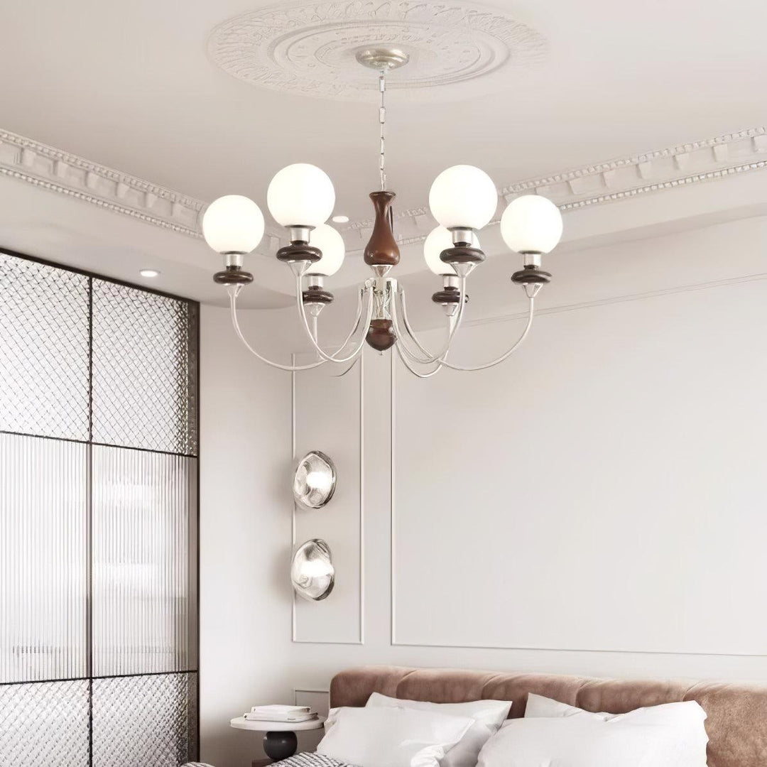 Rinoelle lampadario Retro ottone Noce vetro