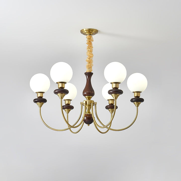 Rinoelle lampadario Retro ottone Noce vetro