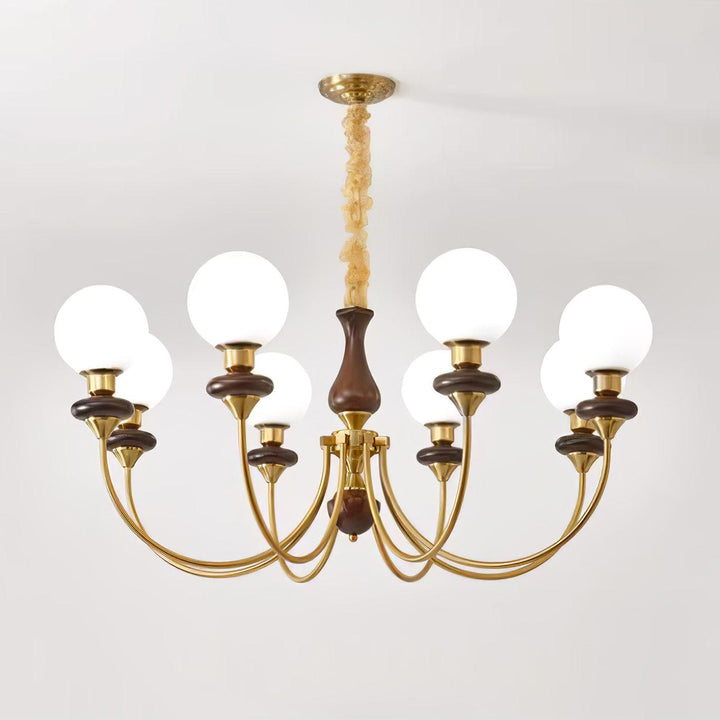 Rinoelle lampadario Retro ottone Noce vetro