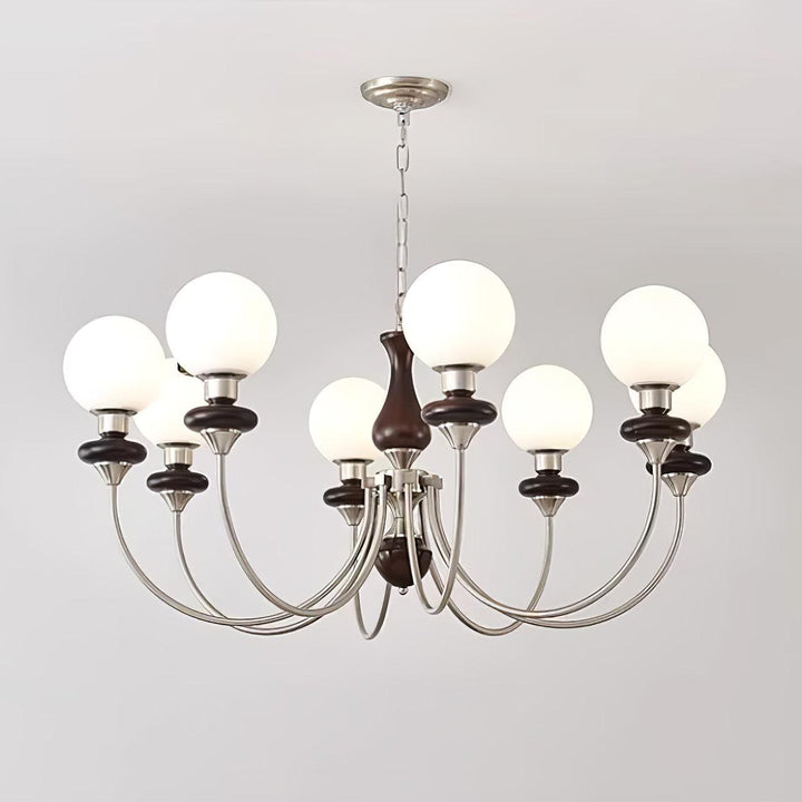 Rinoelle lampadario Retro ottone Noce vetro