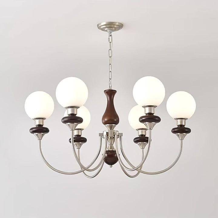 Rinoelle lampadario Retro ottone Noce vetro