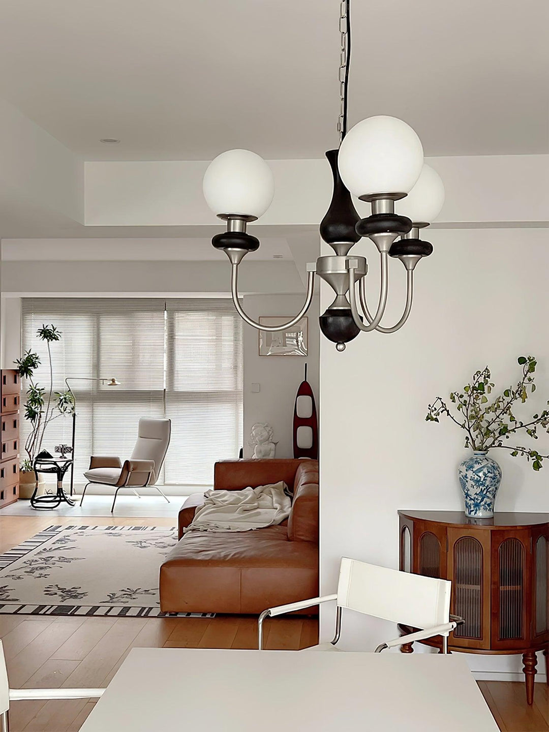 Rinoelle lampadario Retro ottone Noce vetro