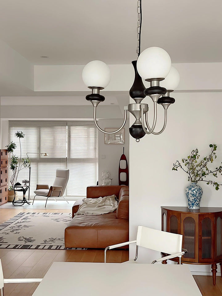 Rinoelle lampadario Retro ottone Noce vetro