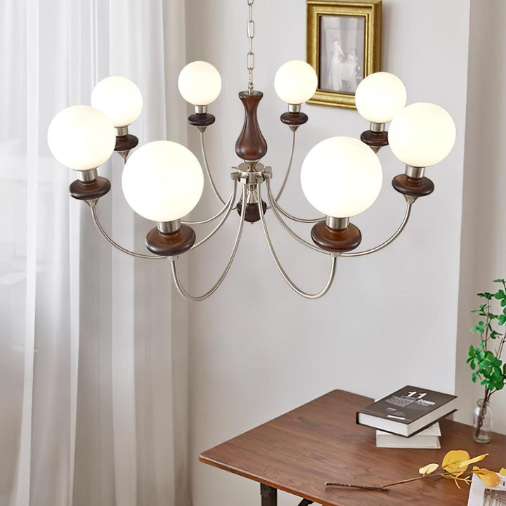 Rinoelle lampadario Retro ottone Noce vetro