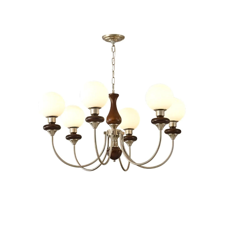 Rinoelle lampadario Retro ottone Noce vetro