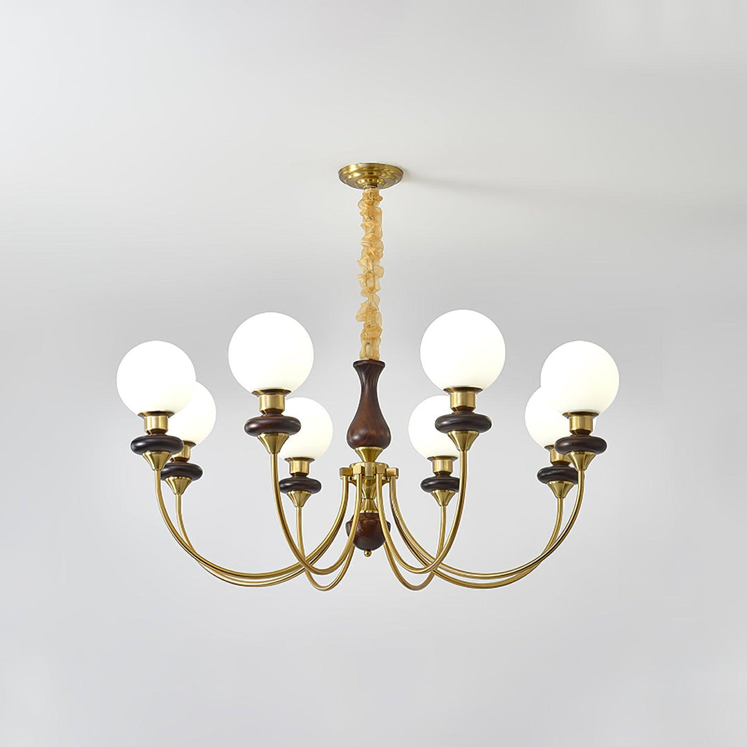 Rinoelle lampadario Retro ottone Noce vetro