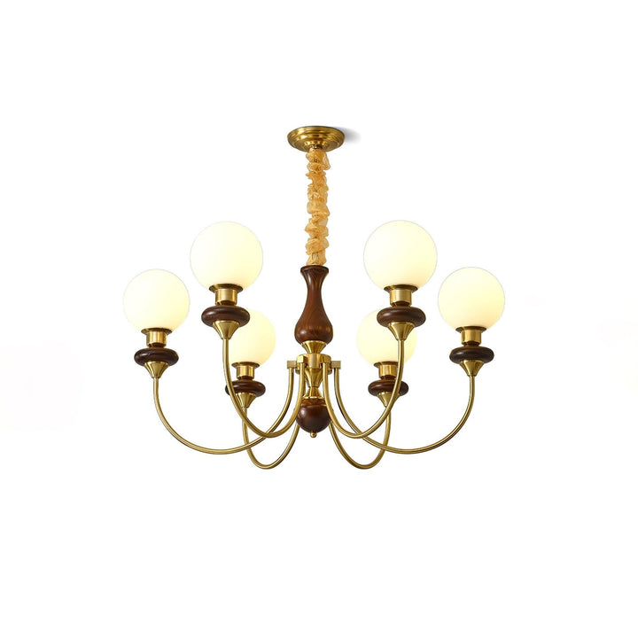 Rinoelle lampadario Retro ottone Noce vetro