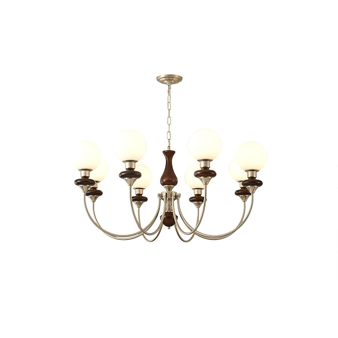 Rinoelle lampadario Retro ottone Noce vetro