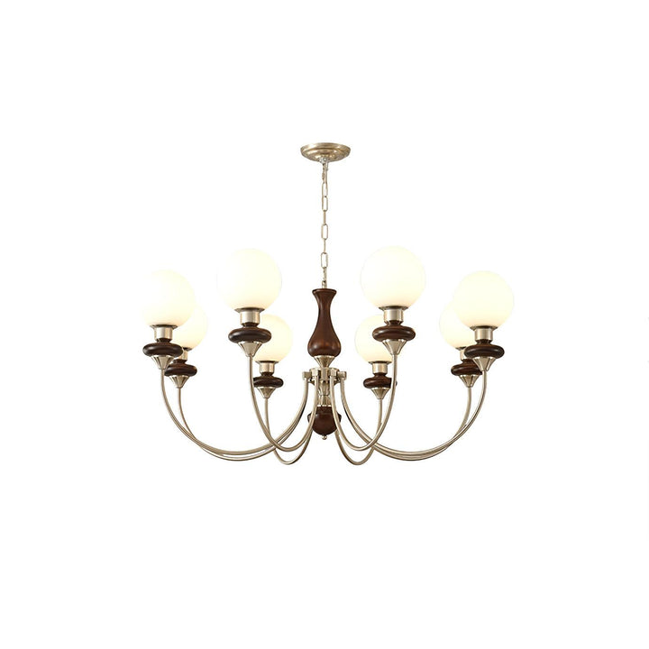 Rinoelle lampadario Retro ottone Noce vetro