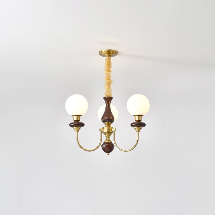 Rinoelle lampadario Retro ottone Noce vetro