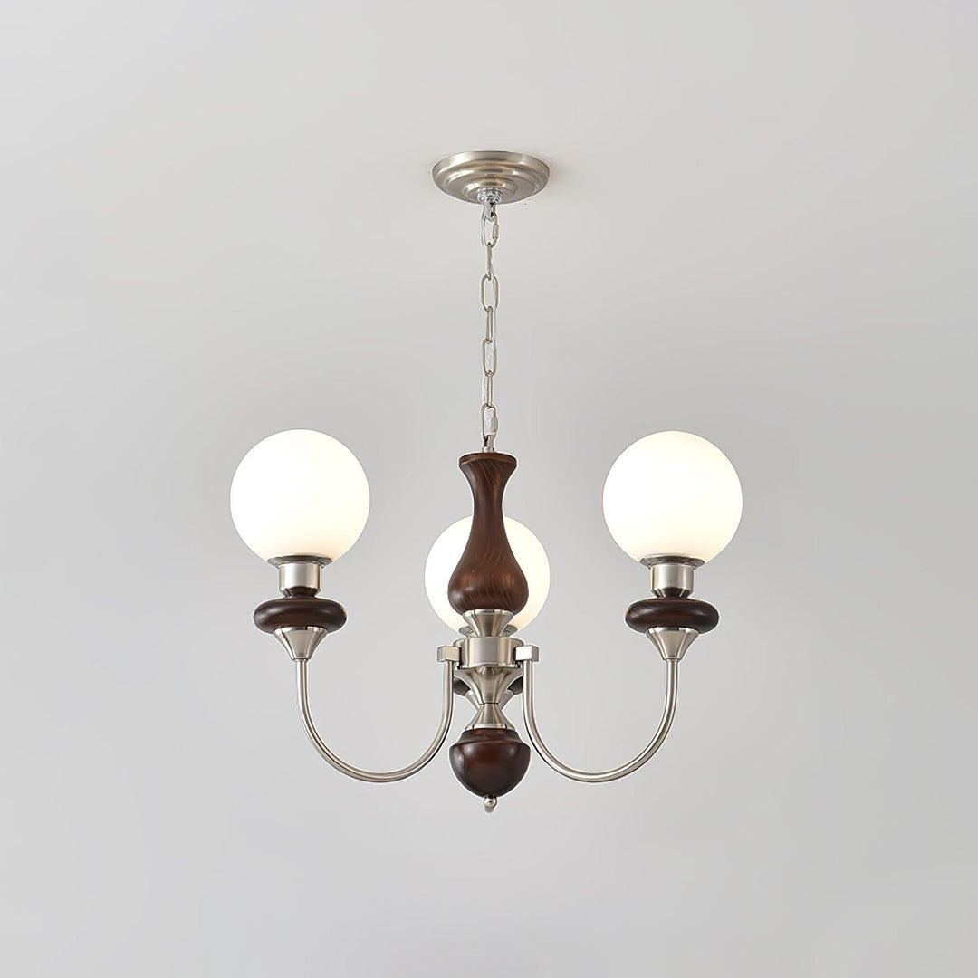 Rinoelle lampadario Retro ottone Noce vetro