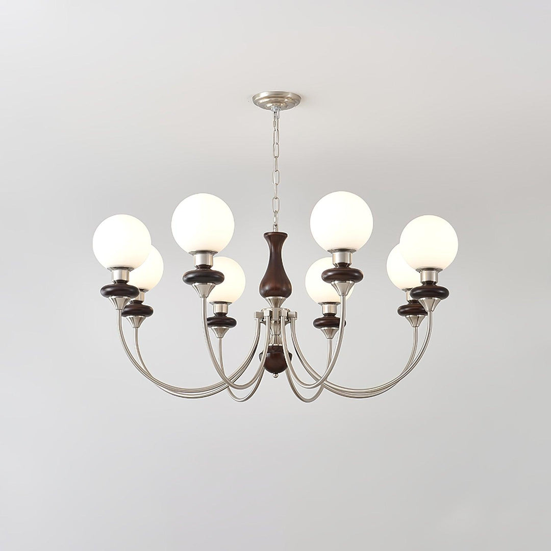 Rinoelle lampadario Retro ottone Noce vetro