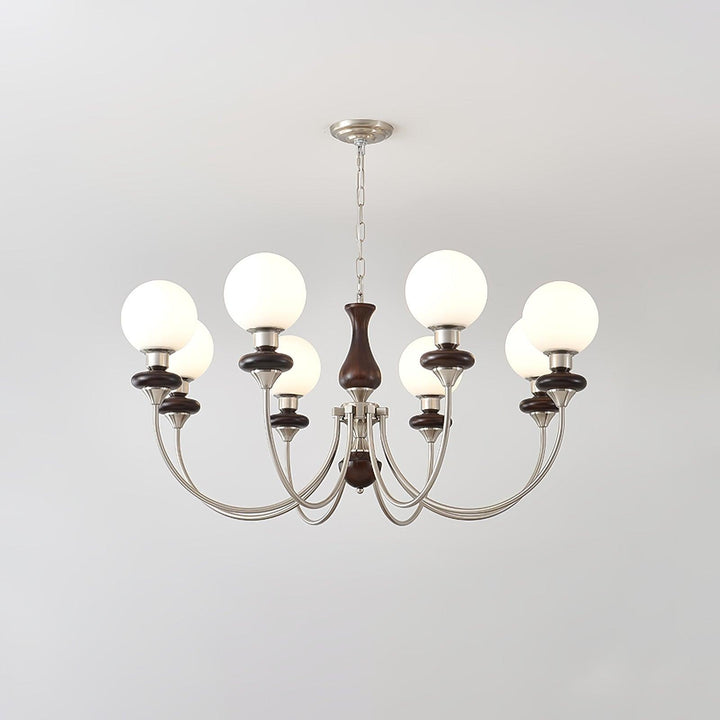 Rinoelle lampadario Retro ottone Noce vetro